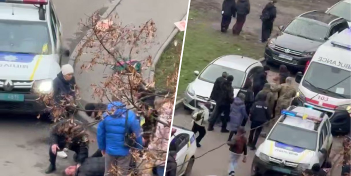 Затримання правопорушника. Скриншот з відео: t.me/tviy_kyiv