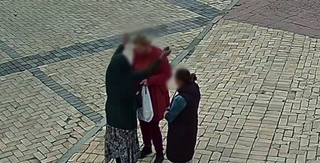 Жінка намагається відволікти містянку від крадіжки. Фото: поліція